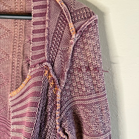 Free People All Washed Out Knit Cardigan Asymmetrical Hem Open Front Size Small - Picture 5 of 11